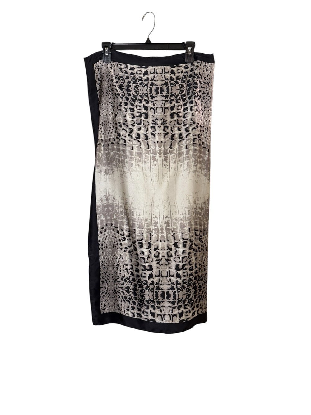 Wyoming Traders Women’s Crocodile Print Black Gray Cream Silk Scarf